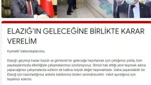 Vali Erkaya Yırık'tan "Elazığ'ın geleceğine birlikte karar verelim" anketi