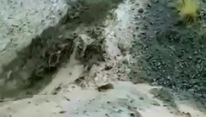 Elazığ'da dere taştı, köy yolu çöktü