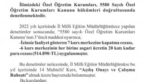 Elazığ'da 7 kurs merkezine kapatma cezası verildi