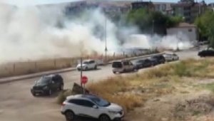 Kurumuş otluk alanda korkutan yangın