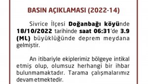 Elazığ Valiliğinden deprem açıklaması, "Olumsuz herhangi bir ihbar bulunmamaktadır"