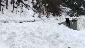 Ayder Yaylası yolunda çığ yolu ulaşıma kapattı