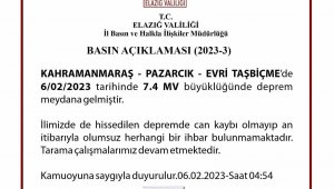 Elazığ Valisi Ömer Toraman: "Şu ana kadar ilimizde herhangi bir yıkım ihbarı almadık"