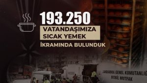 Jandarma Genel Komutanlığı, deprem bölgesinde 193 bin 250 vatandaşa sıcak yemek ikramında bulundu