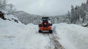 Kastamonu'da kar yağışı sebebiyle 143 köy yolu ulaşıma kapandı