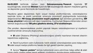 Sosyal medya platformlarında depreme ilişkin provokatif paylaşımlarda bulunan 27 kişi tutuklandı