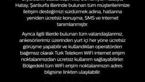 Türk Telekom'dan deprem bölgelerindeki ücretsiz iletişime ilişkin açıklama