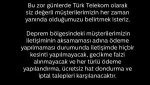 Türk Telekom'dan deprem bölgesindeki faturalara ilişkin açıklama