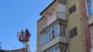 Balkonda mahsur kalan kediyi HAYDİ ve itfaiye ekipleri kurtardı