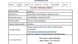 Meteorolojiden zirai don uyarısı