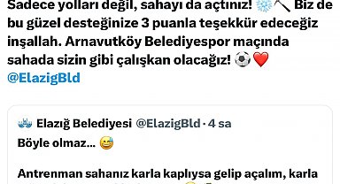 Elazığspor ve belediye arasındaki kar mizahı sosyal medyada ilgi gördü