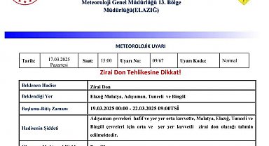 Meteorolojiden 5 il için zirai don uyarısı