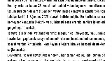 Elazığ'da konteyner kentlerde son tahliye tarihi 1 Ağustos