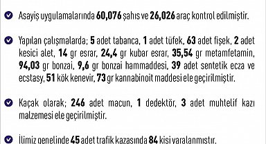 Elazığ'da 1 haftada 243 asayiş olayında, 261 şüpheli yakalandı