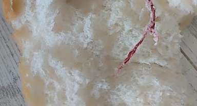 Elazığ'da ekmeğin içinden ip çıktı