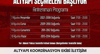 Elazığspor altyapı seçmeleri başlıyor