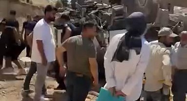 Freni patlayan iş makinesi takla attı: 1 yaralı