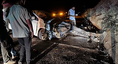 Yola çıkan hayvana çarpmamak için manevra yapan araç beton duvara çarptı