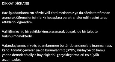 Vali Hatipoğlu'ndan dolandırıcılık olaylarına karşı uyarı