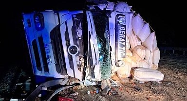 Elazığ'da kamyon devrildi: 1 yaralı