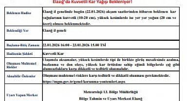 Meteorolojiden Elazığ'a kuvvetli kar uyarısı