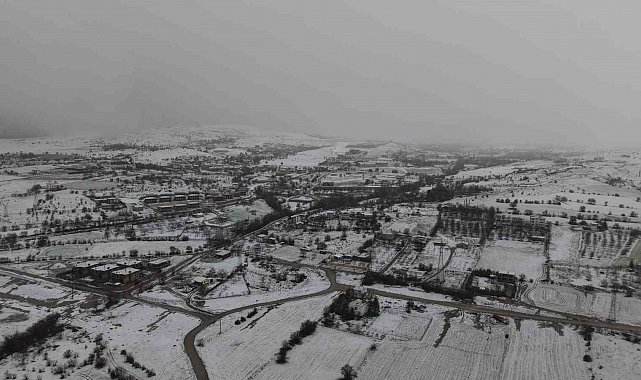 Beyaza bürünen Elazığ havadan görüntülendi
