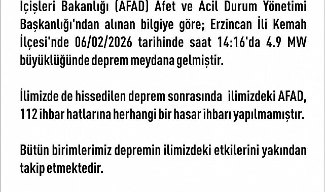 Elazığ Valiliği'nden deprem açıklaması
