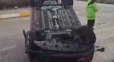 Takla atan araçtan burnu bile kanamadan kurtuldu