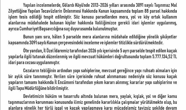 Elazığ'da kaçak yapılara 5 milyon 777 bin lira ceza ve yıkım kararı